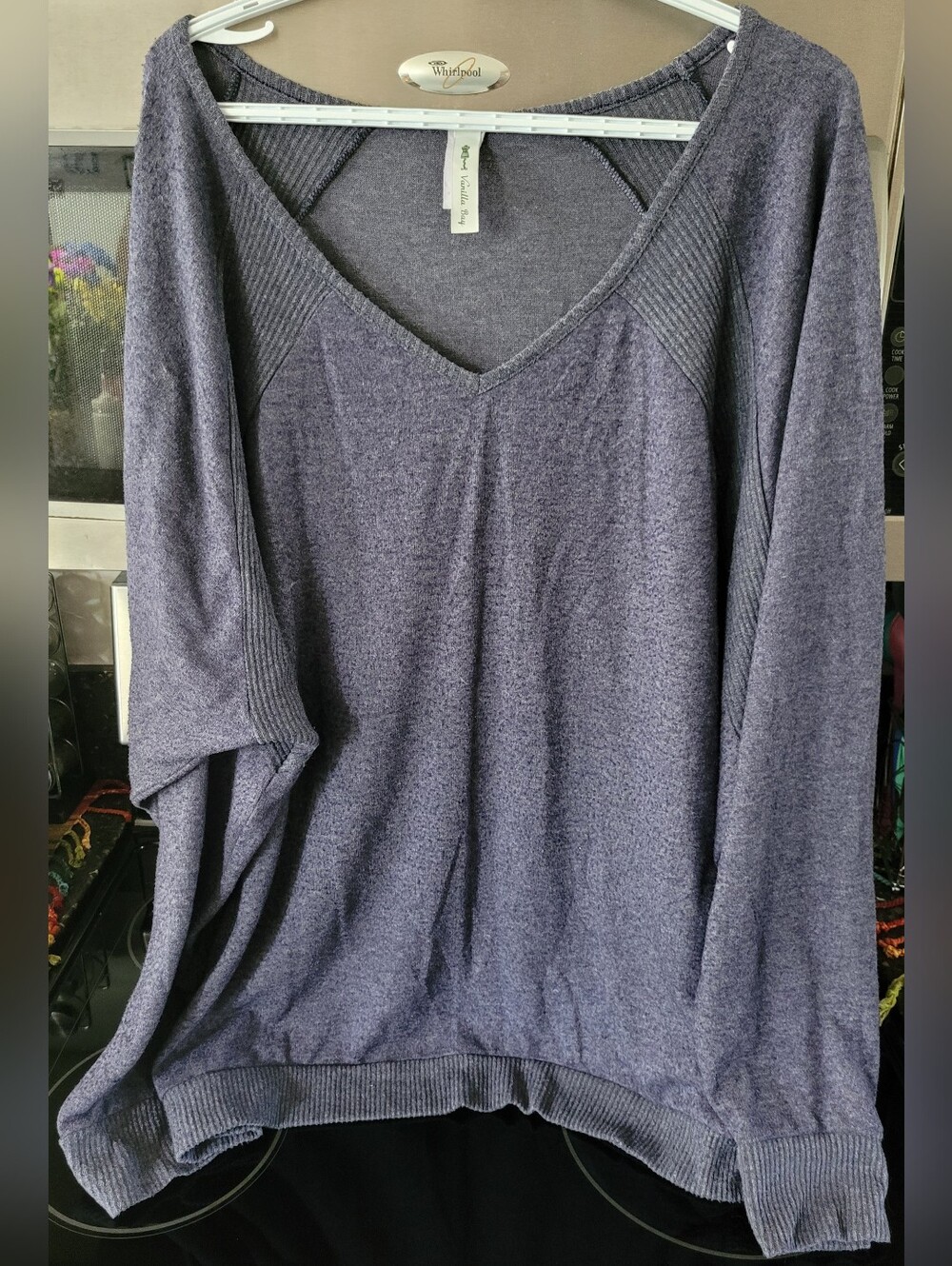 Vanilla Bay Heathered Blue V-Neck Pullover Sweater